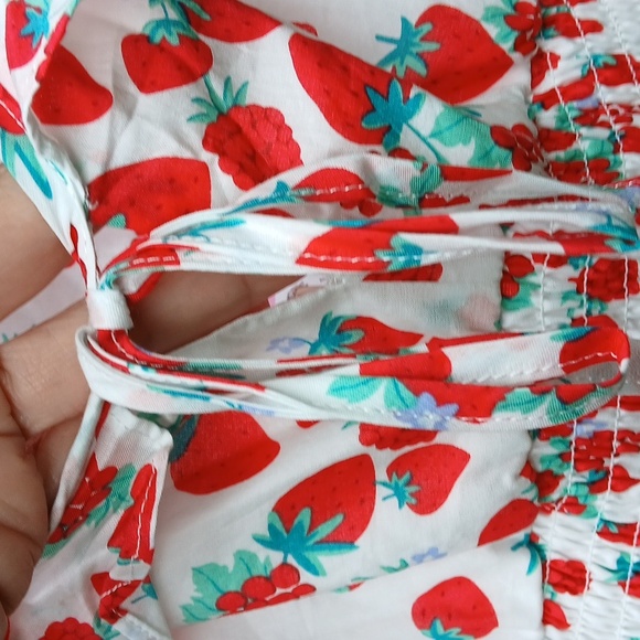 NWT Betsey Johnson 100% cotton slip on strawberry Maxi Dress Sz S - Picture 7 of 16